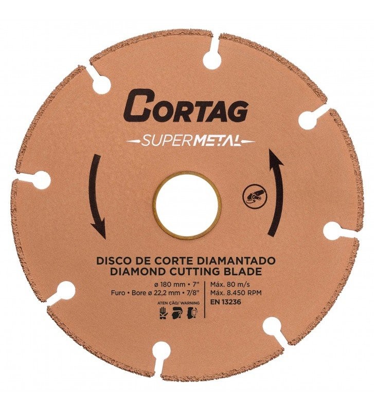 DISCO DE CORTE DIAMANTADO SUPER METAL 180X22,2MM CORTAG