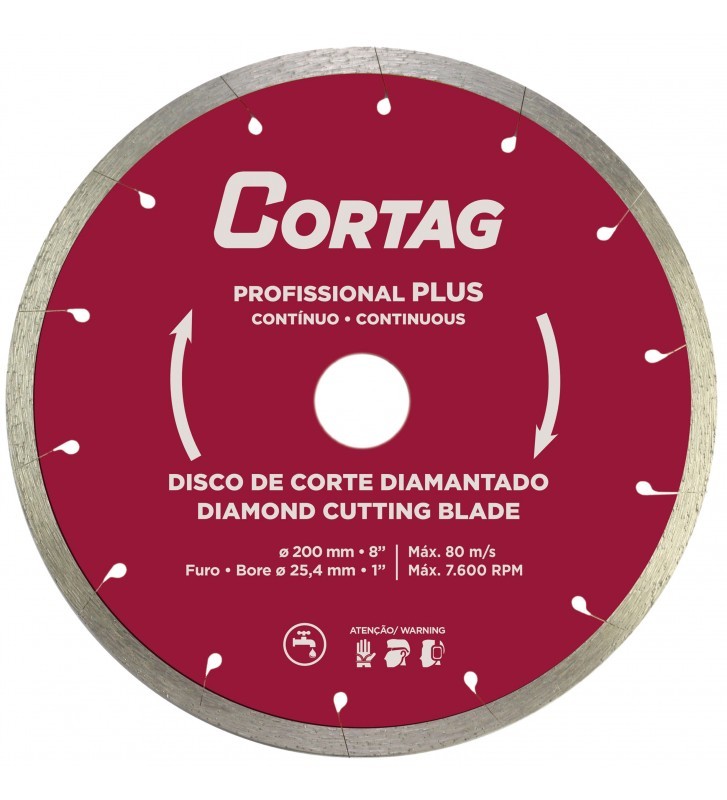 DISCO DIAMANTADA D 200 X D 25.4MM PROFISSIONAL PLUS CORTAG