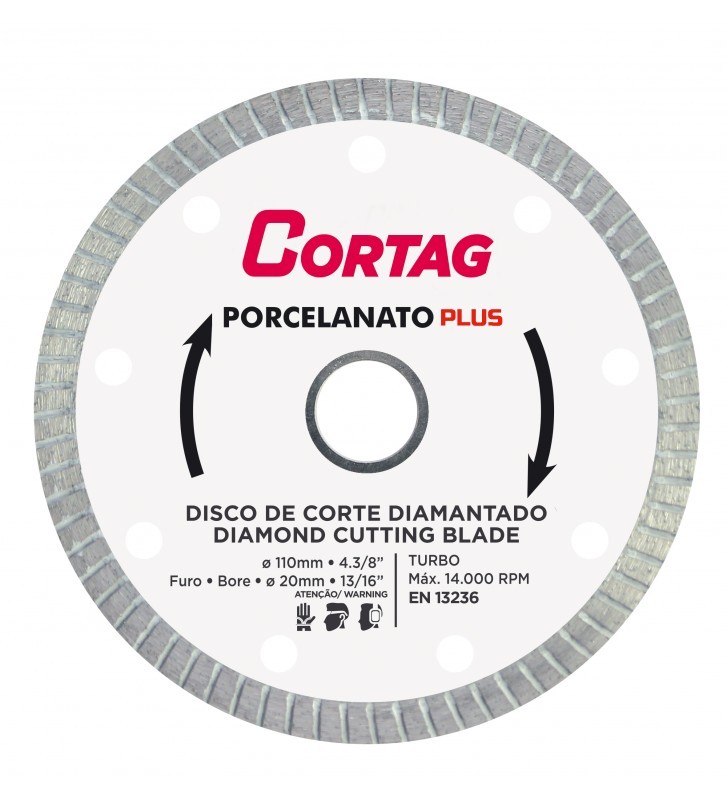 DISCO DIAMANTADO PORCELANATO PLUS 4,5X115MM CORTAG